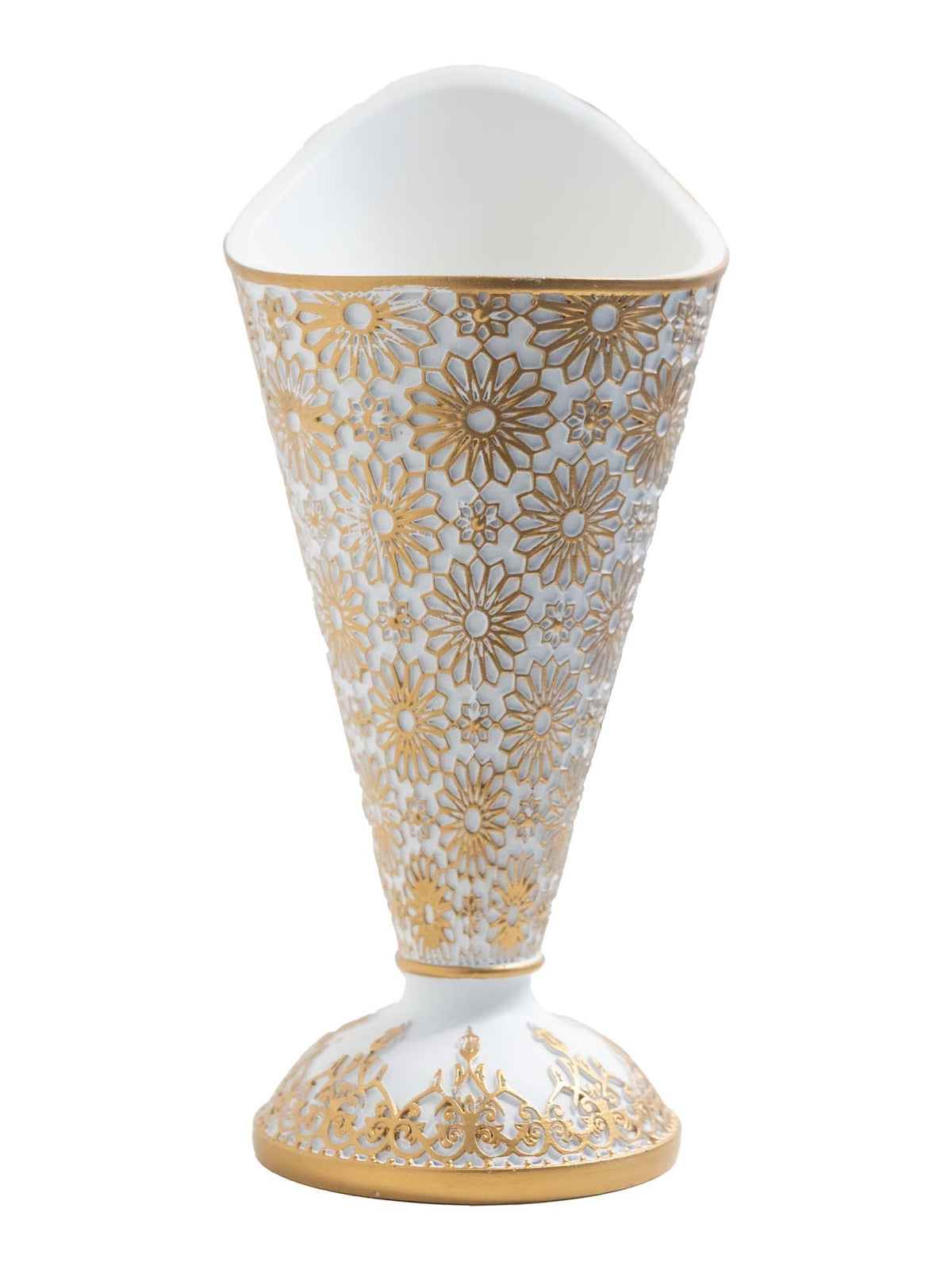White Floral incense burner with gold-tone decoration