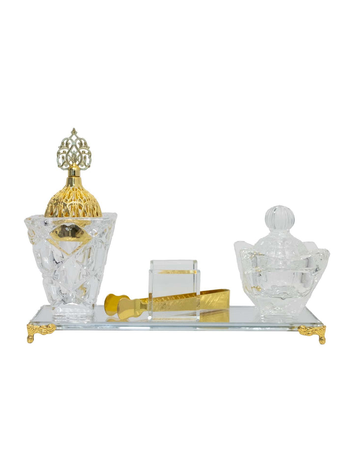 Crystal Bakhoor Burner Tray Set