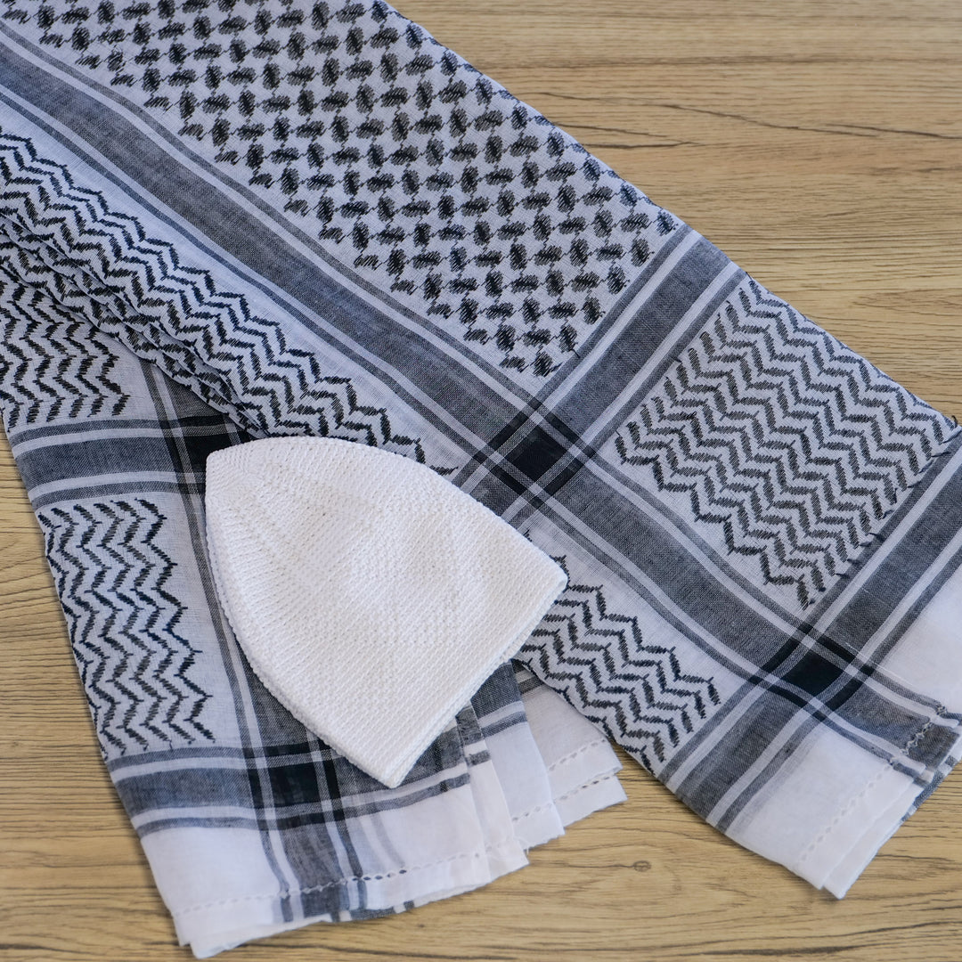 Islamic Impressions - Men's Arab Style Scarf - Black & White