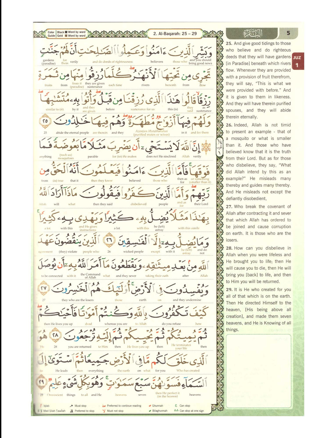 Al Quran Al Karim - Word By Word Translation - A5 Small