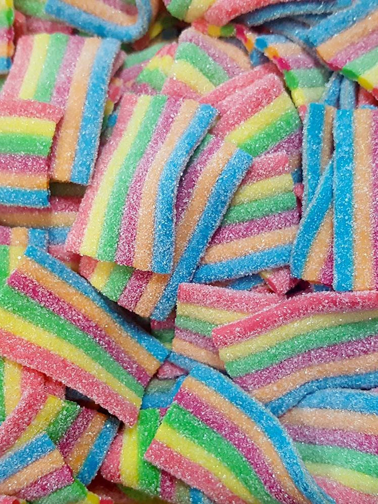 Sour Rainbow Belts Sweets - Heavenly Delights - 2p - 360 pieces Tub - Islamic Impressions