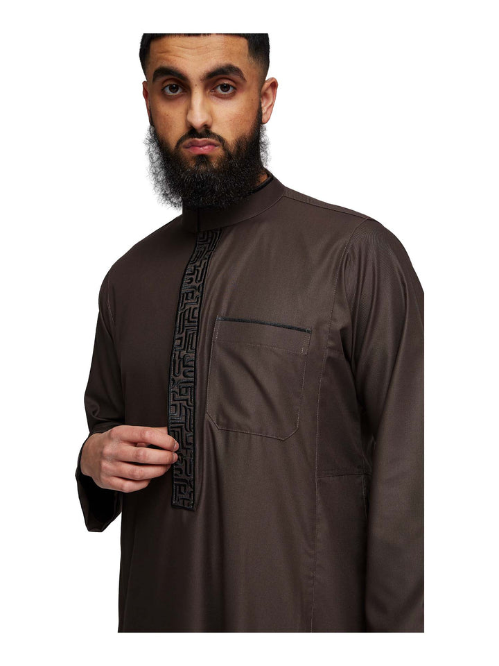 Islamic Impressions Embroidered Thobe with Collar - Sultan Collection