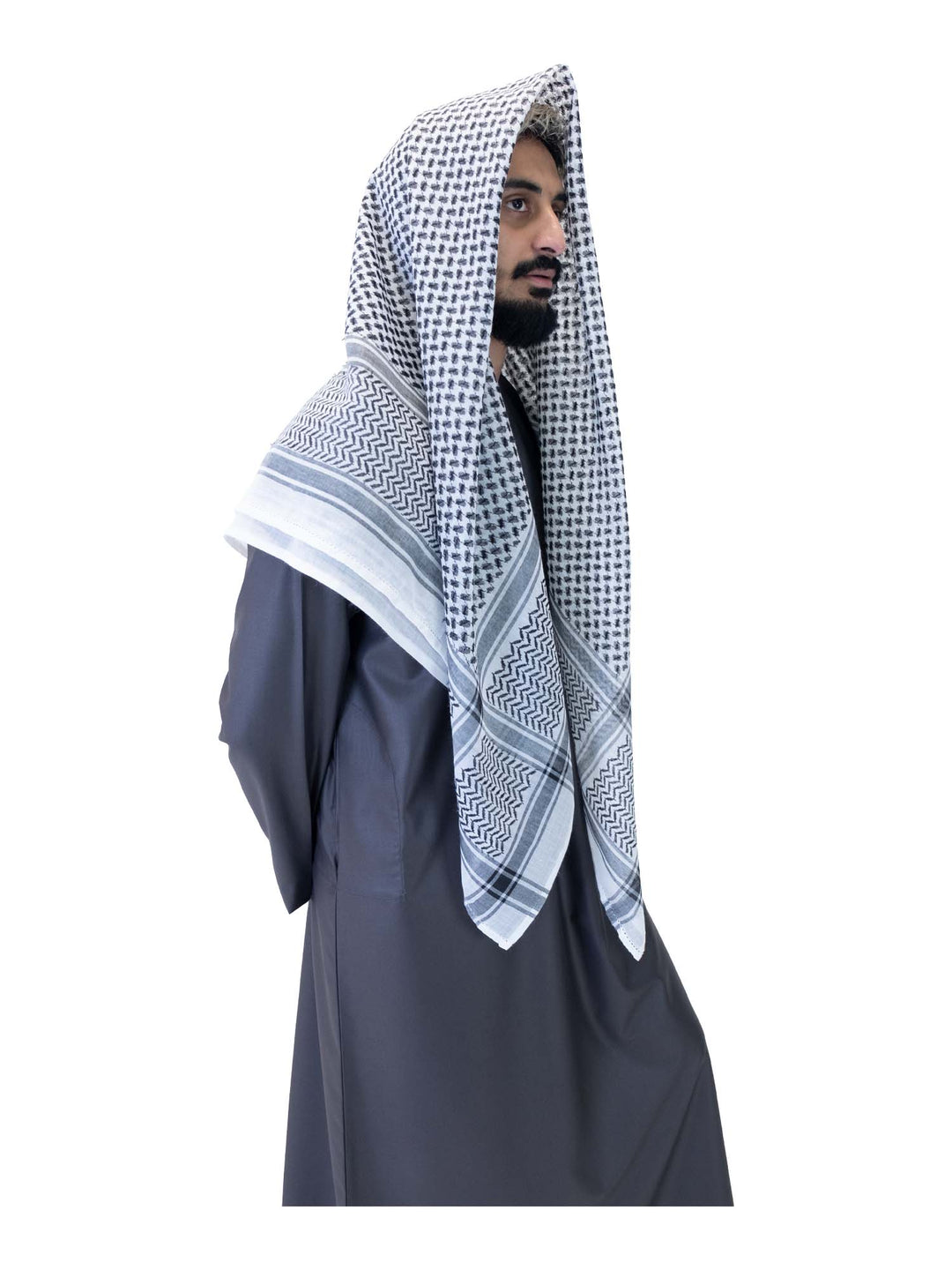 Islamic Impressions - Men's Arab Style Scarf - Black & White
