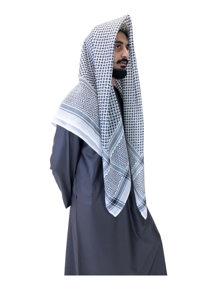 Islamic Impressions - Men's Arab Style Scarf - Black & White