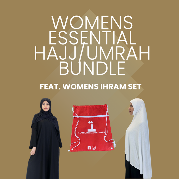 Womens Essential Hajj/Umrah Bundle feat Abaya and Womens One Piece Hijab