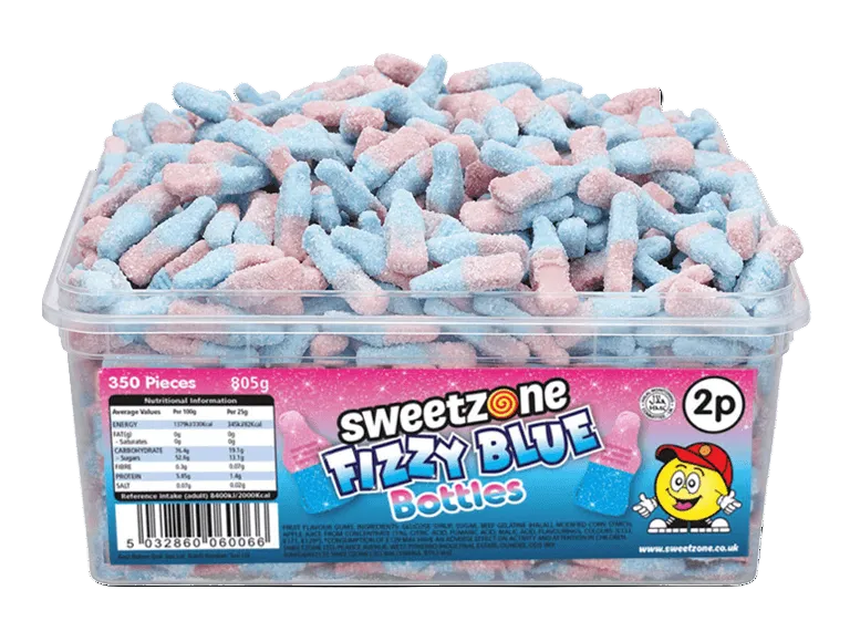 Fizzy Blue Bottles - Sweet Zone - 805g Tub - Islamic Impressions
