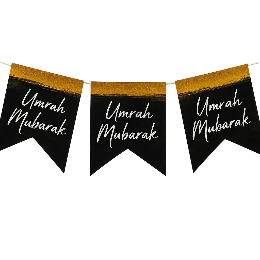 Umrah Mubarak Bunting - Black/Gold
