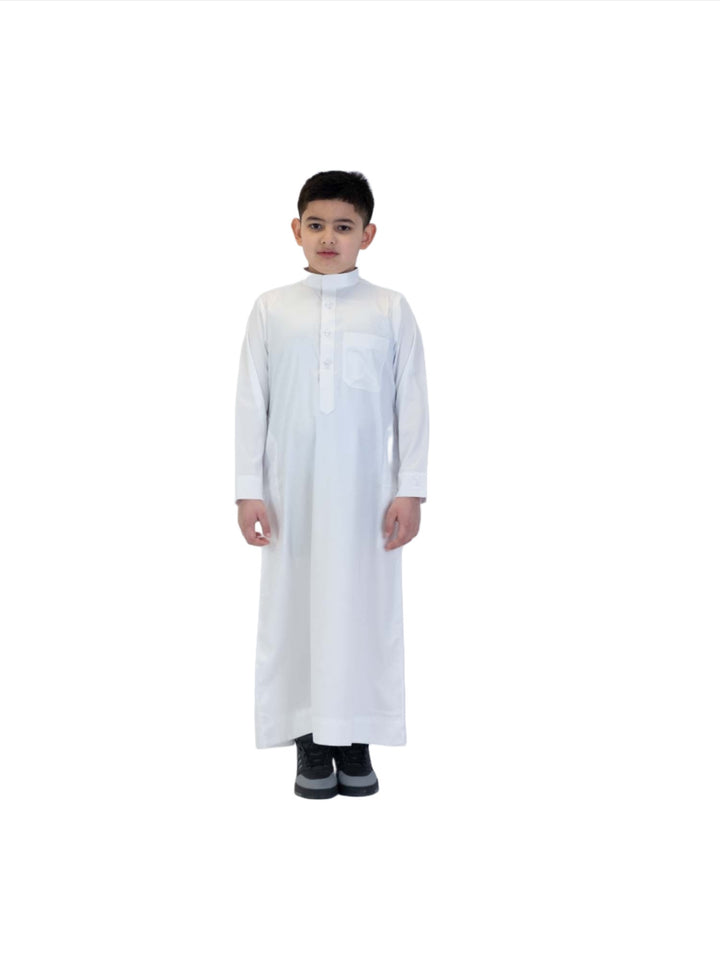 ثوب للأولاد ذو ياقة حريرية من الانطباعات الإسلامية - كم طويل