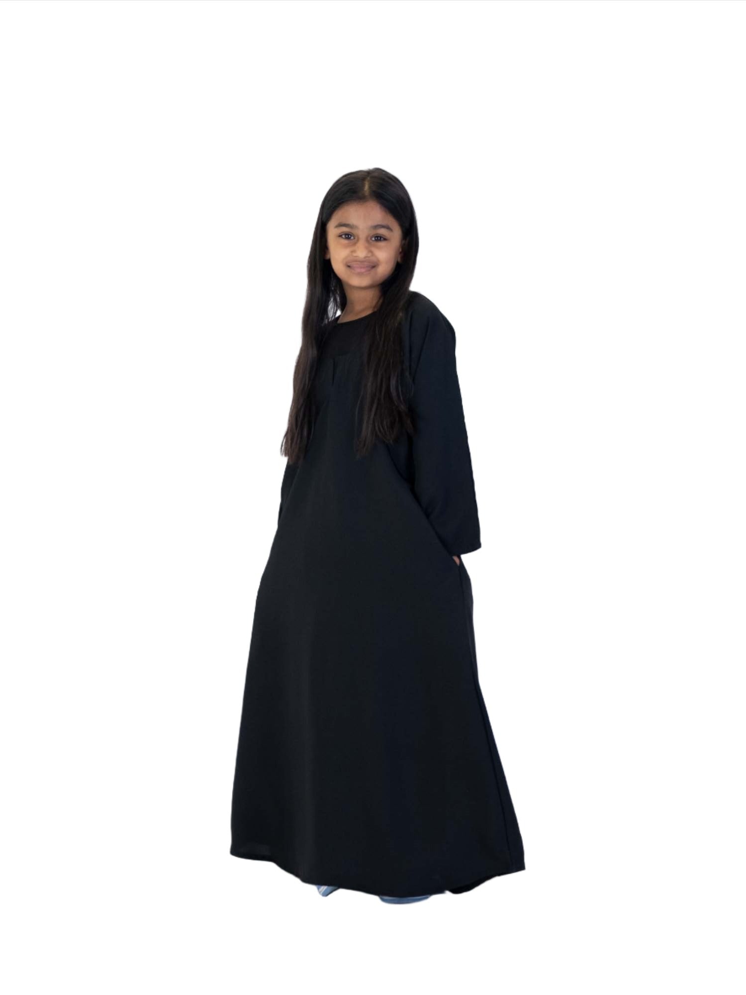Girls Nida One Button Abaya With Pocket - Islamic Impressions