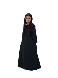Girls Nida One Button Abaya With Pocket - Islamic Impressions