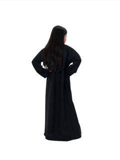 Girls Nida One Button Abaya With Pocket - Islamic Impressions