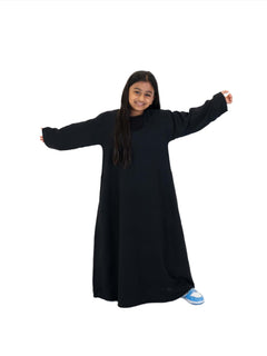 Girls Nida One Button Abaya With Pocket - Islamic Impressions