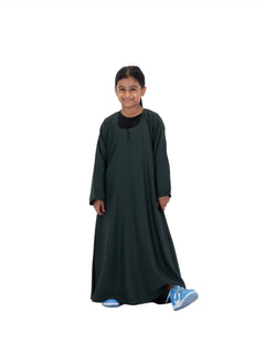 Girls Nida One Button Abaya With Pocket - Islamic Impressions