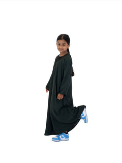 Girls Nida One Button Abaya With Pocket - Islamic Impressions