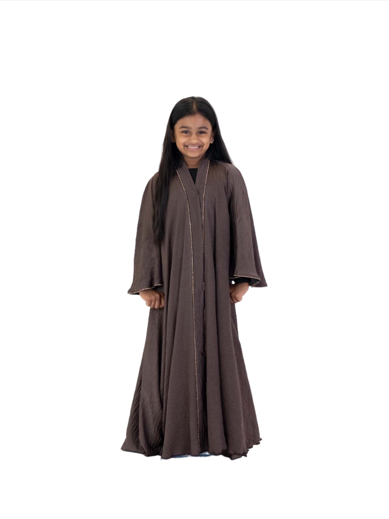 Girls Makeba Gold Trim Abaya - Islamic Impressions