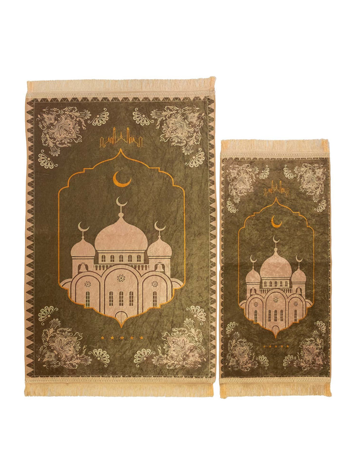 Children's Green/Gold Masjid Prayer Mat