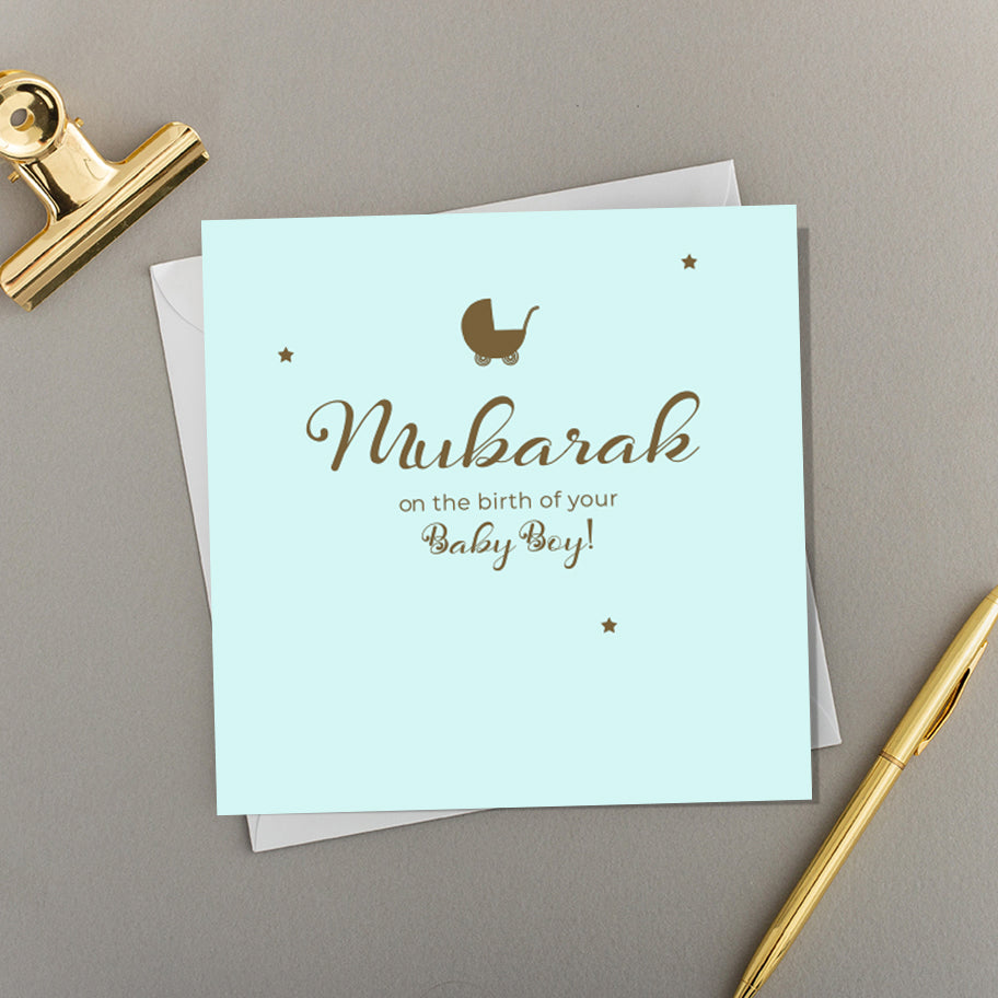 Greeting Card - Mubarak on The Birth of Your Baby (Baby Pram) - Islamic Impressions