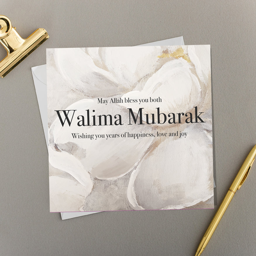Greeting Card - Walima Mubarak (Painted Cream Floral)