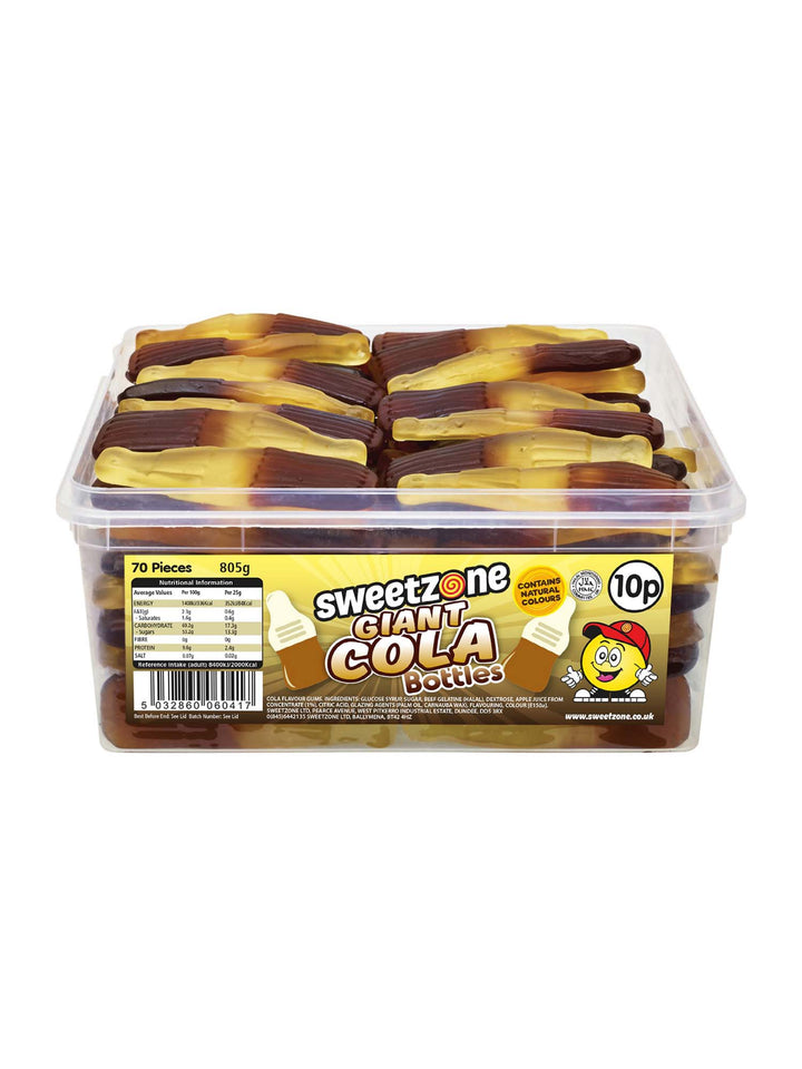 Giant Cola Bottles - 805g Tub - Sweet Zone - front pack image