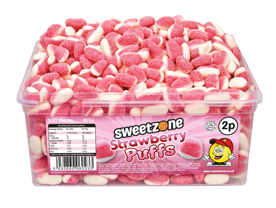 Strawberry Puffs - Sweet Zone - 805g Tub - Islamic Impressions