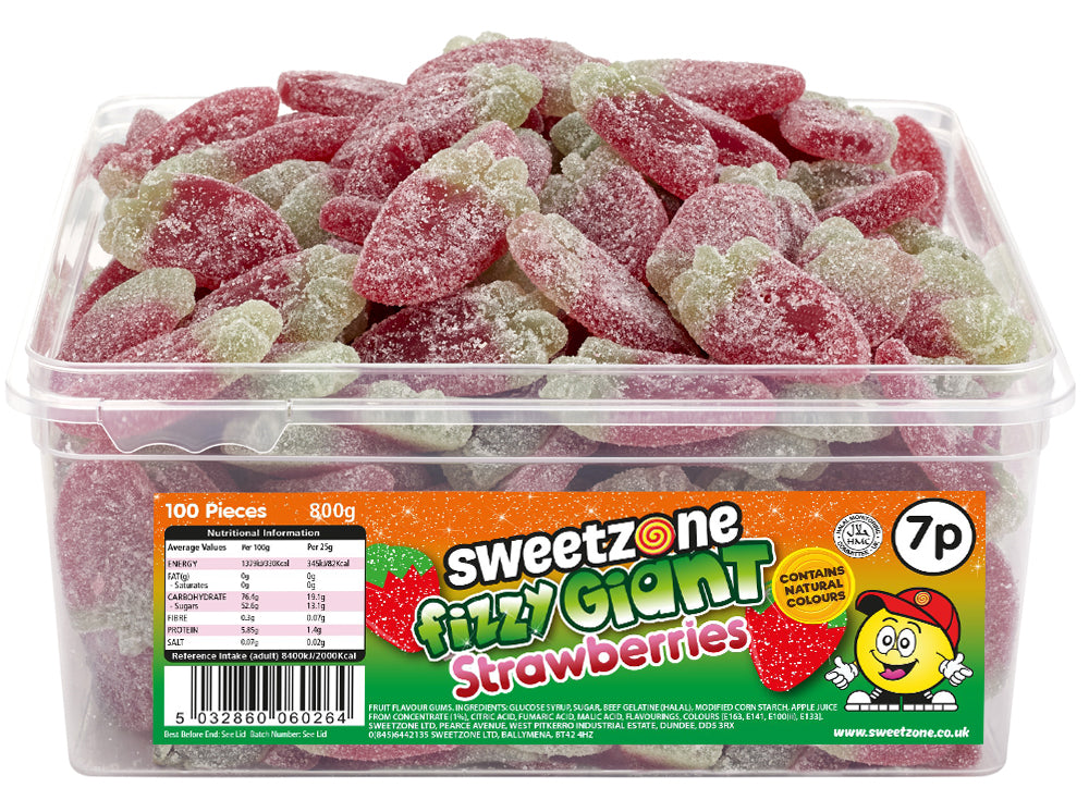 Fizzy Giant Strawberries - Sweet Zone - 800g Tub