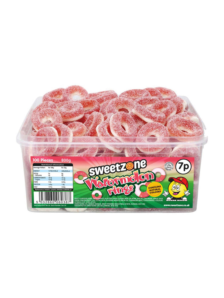 Watermelon Rings - 800g Tub - Sweet Zone - front pack image