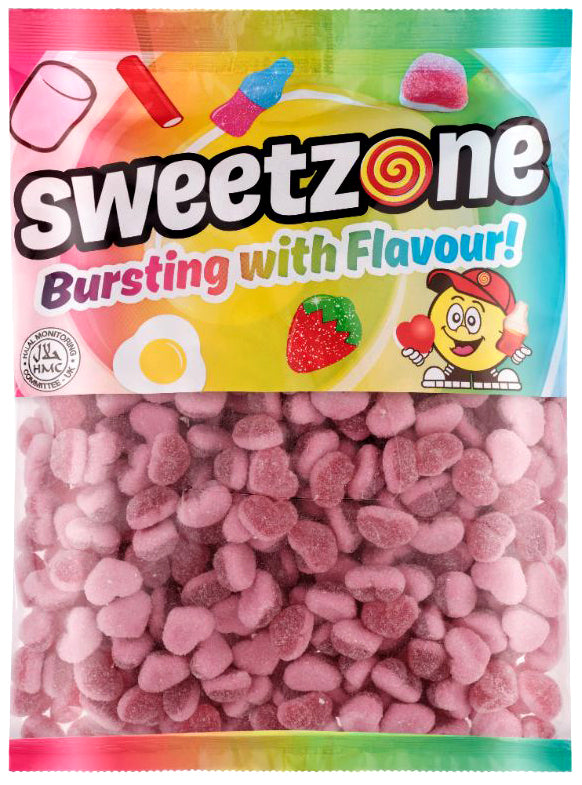 Fizzy Strawberry Hearts - Sweet Zone - 1kg Bag