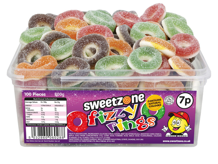 Fizzy Rings - 800g Tub - Sweet Zone - front pack image