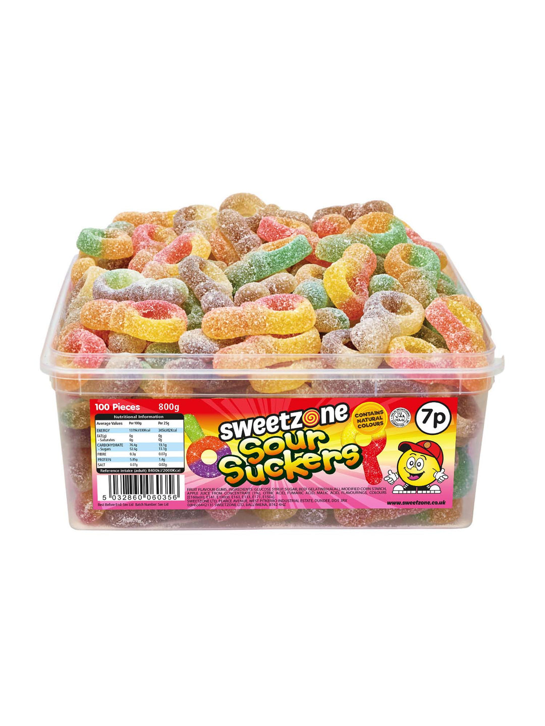 Sour Suckers - 800g Tub - Sweet Zone - front pack image