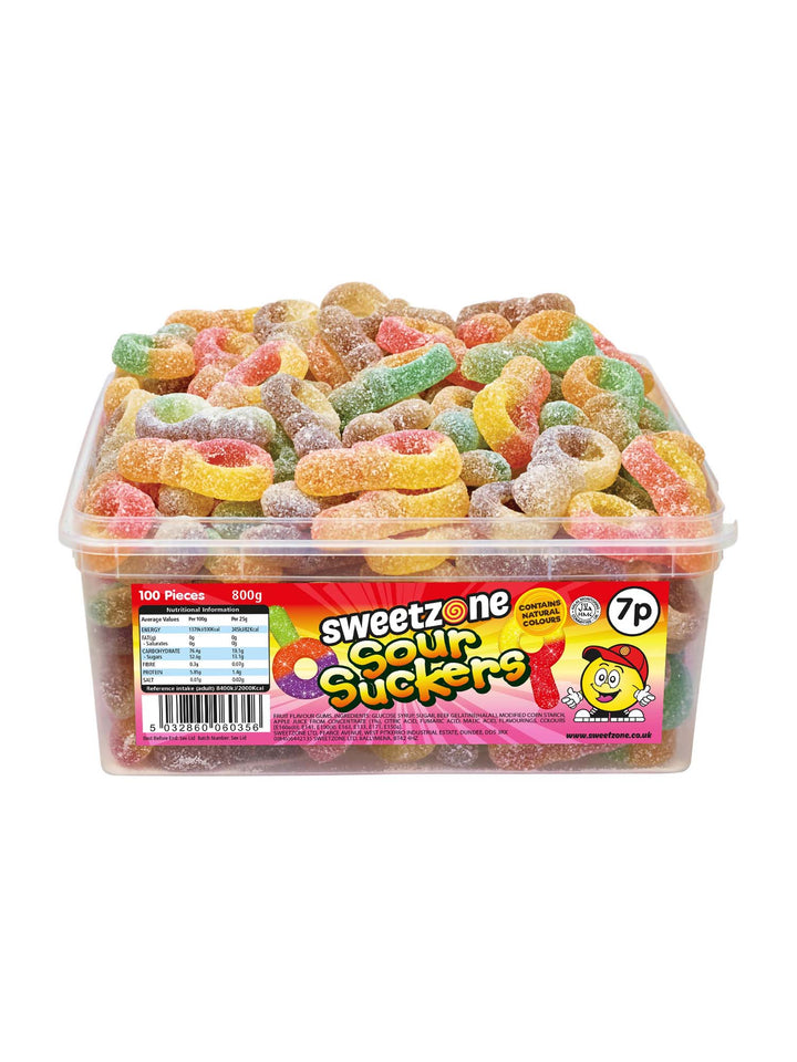 Sour Suckers - 800g Tub - Sweet Zone - front pack image