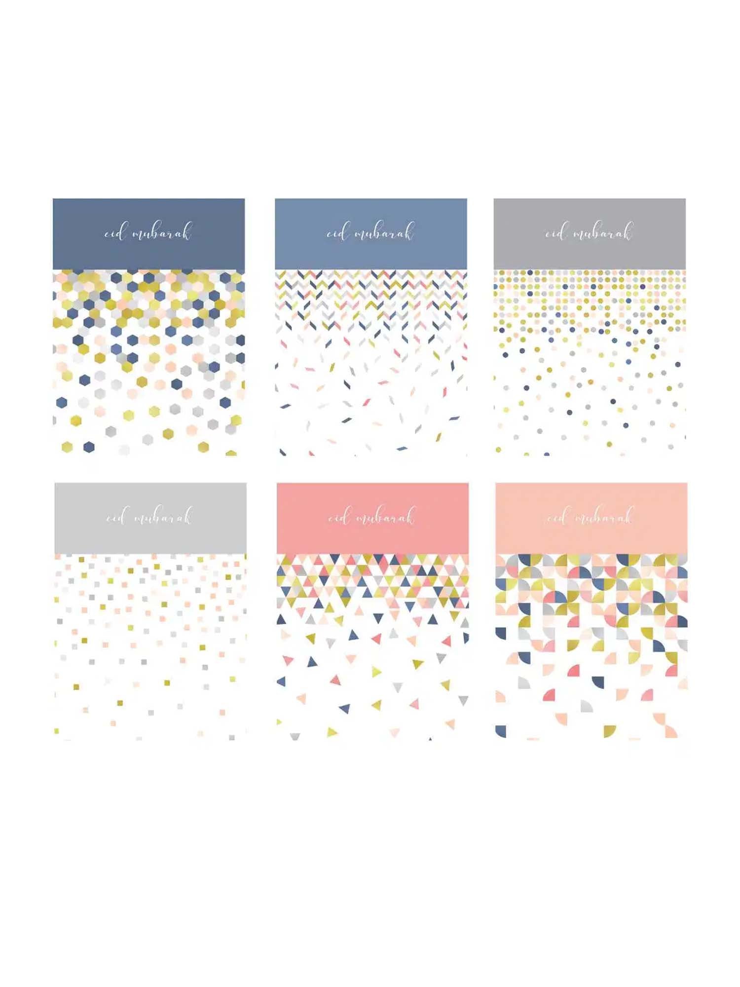 Eid Mubarak Greeting Cards - Modern (6 Pack) - Islamic Impressions