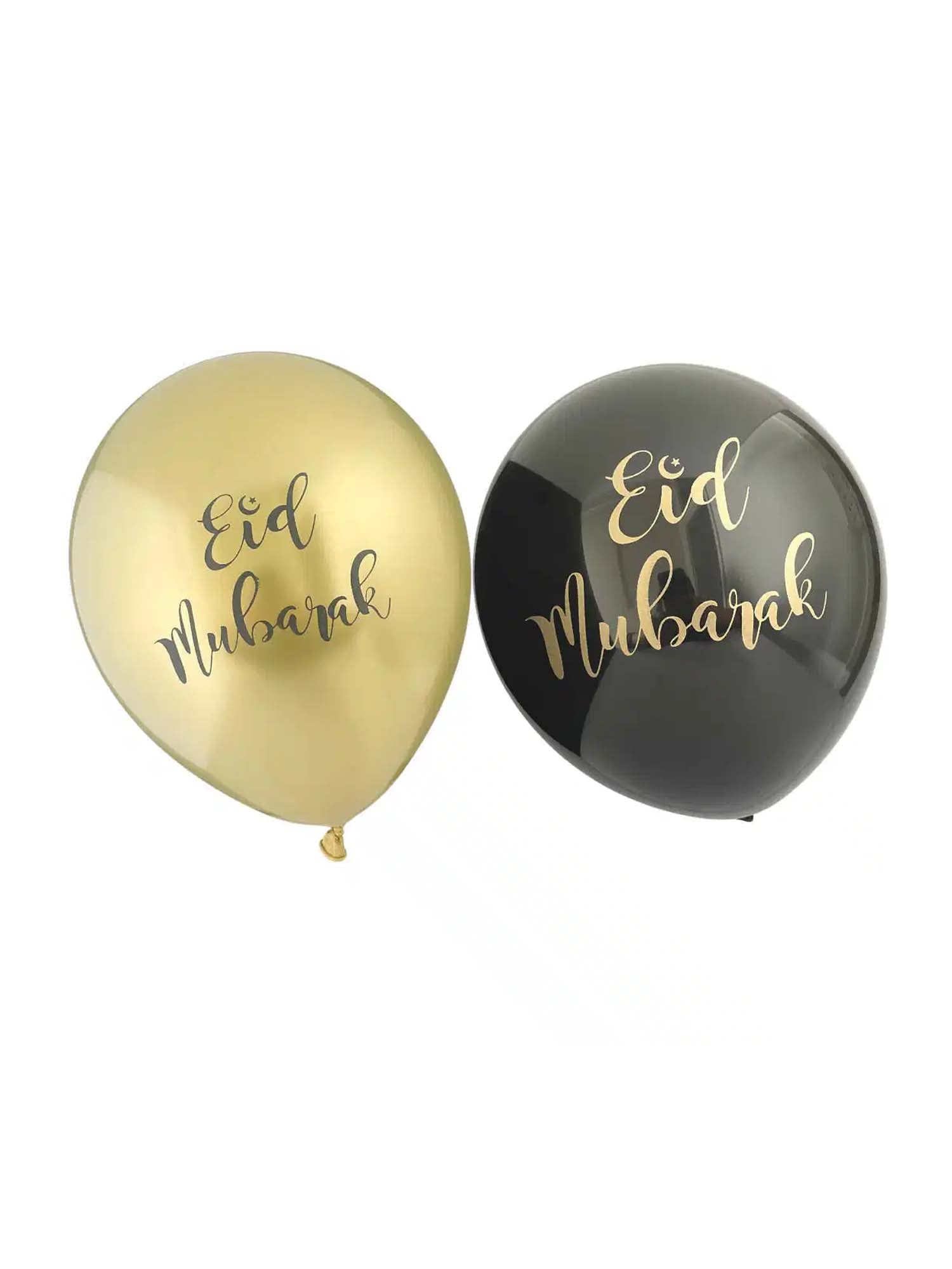 Eid Mubarak Balloons - Black/Gold (10 Pack) - Islamic Impressions
