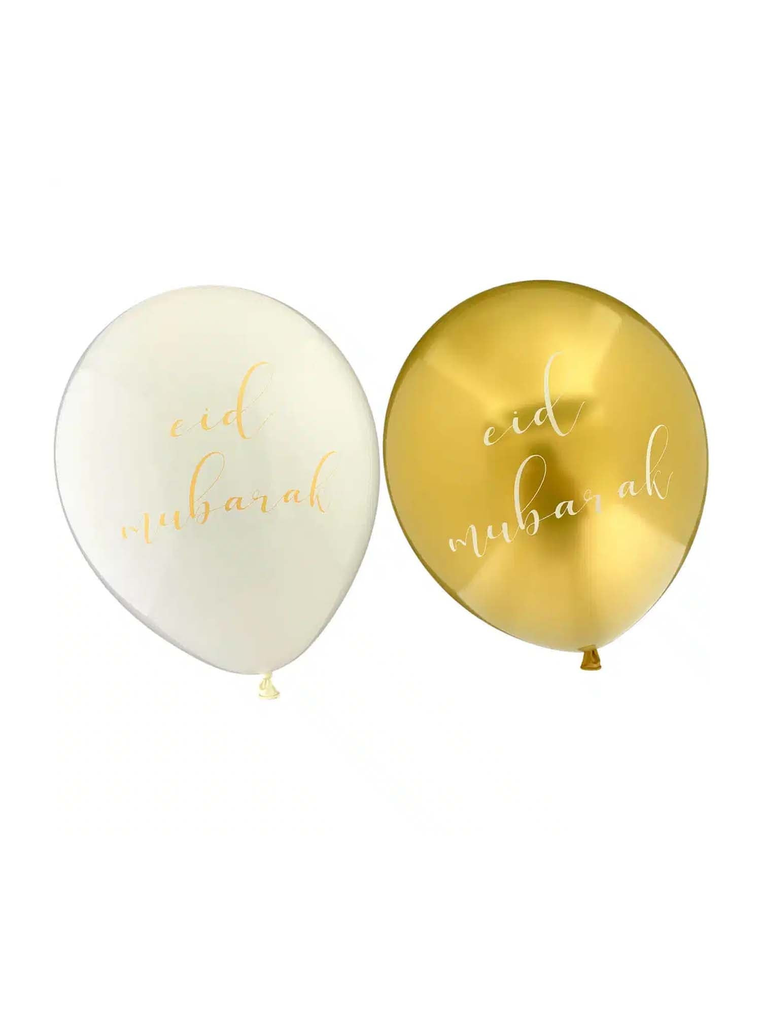Eid Mubarak Balloons - White/Gold (10 Pack) - Islamic Impressions