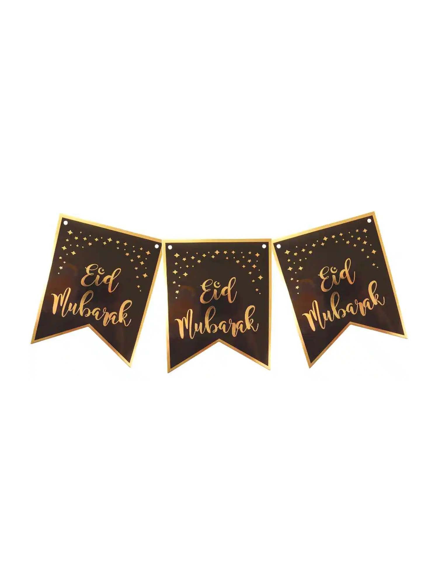 Eid Mubarak Bunting - Black/Gold - Islamic Impressions