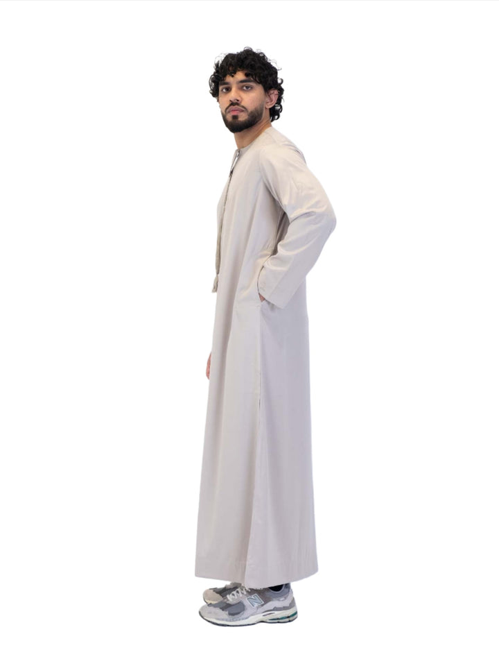 ثوب حريري انطباعات إسلامية مع شرابة - كم طويل