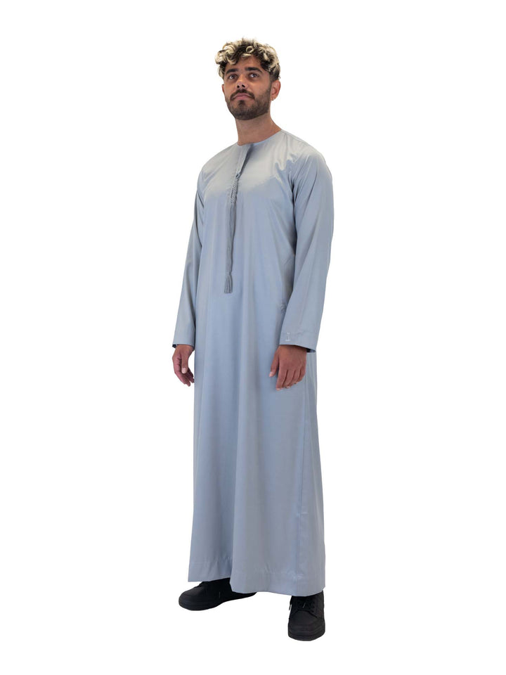ثوب حريري انطباعات إسلامية مع شرابة - كم طويل
