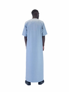 Men's short sleeve Omani thobe in Grey - back view