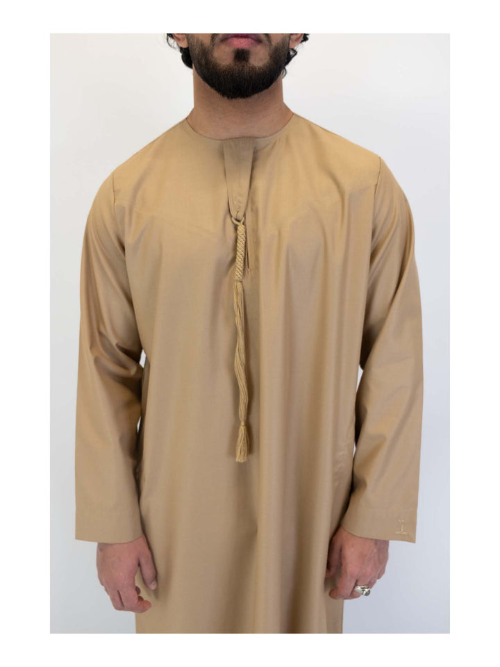 ثوب عماني انطباعات إسلامية مع شرابة - كم طويل