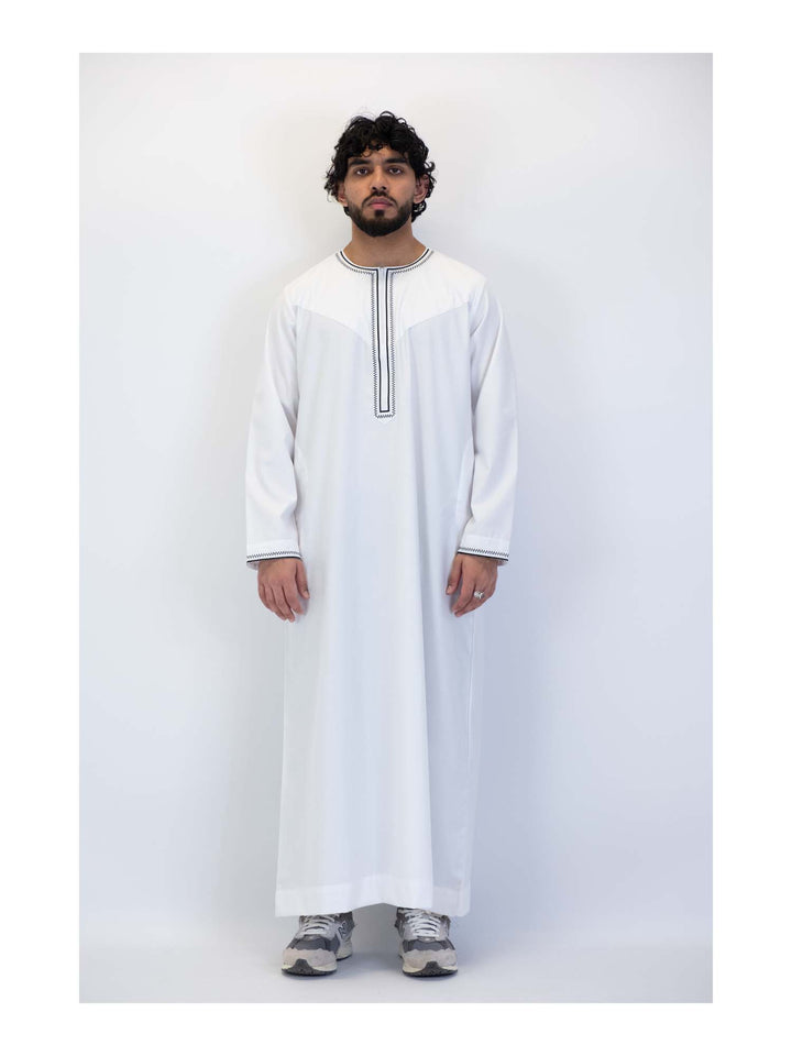 ثوب عماني بتصميم كوفية انطباعات إسلامية - كم طويل