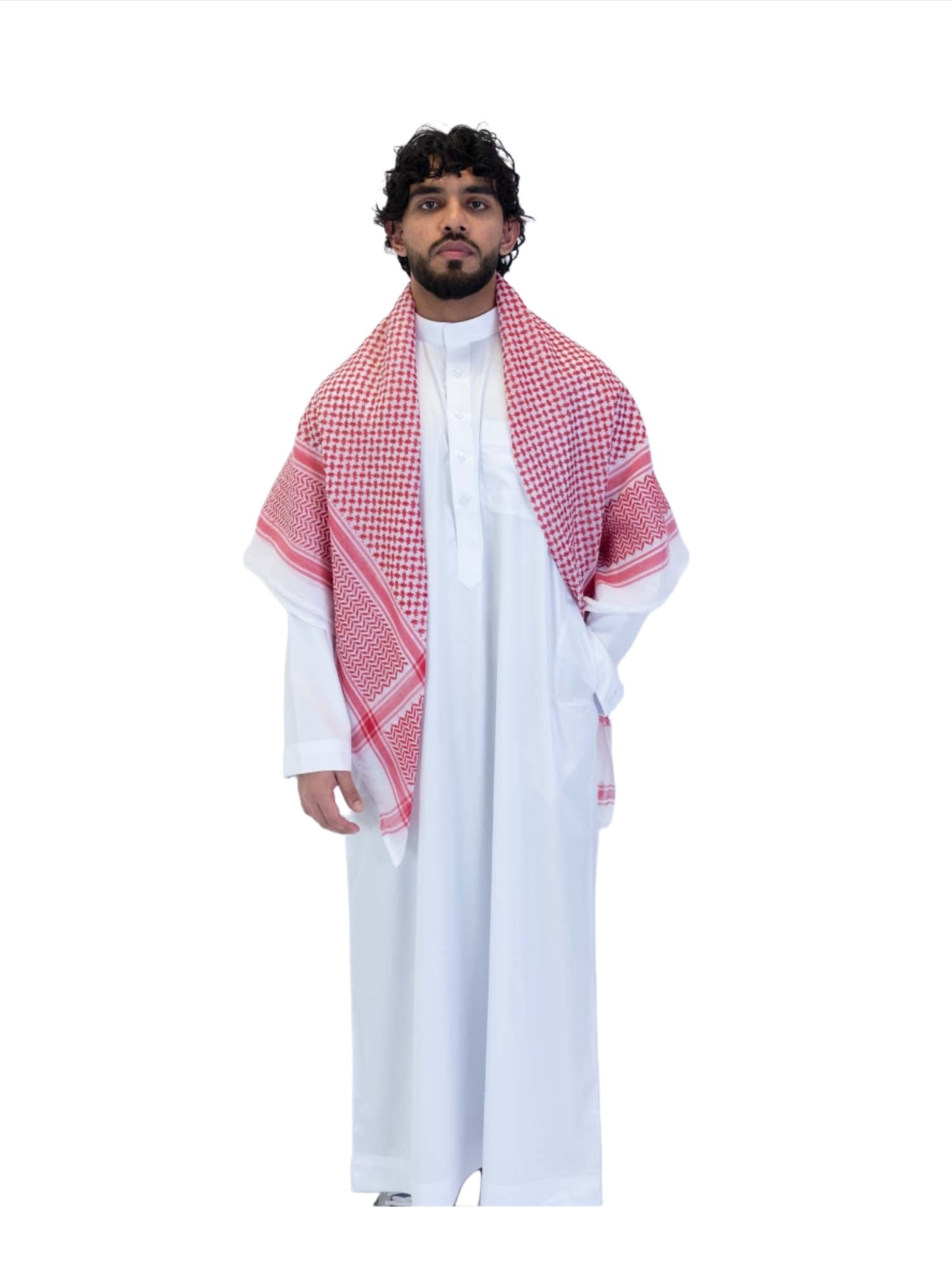 Islamic Impressions - Men's Arab Style Scarf - Red & White - Islamic Impressions