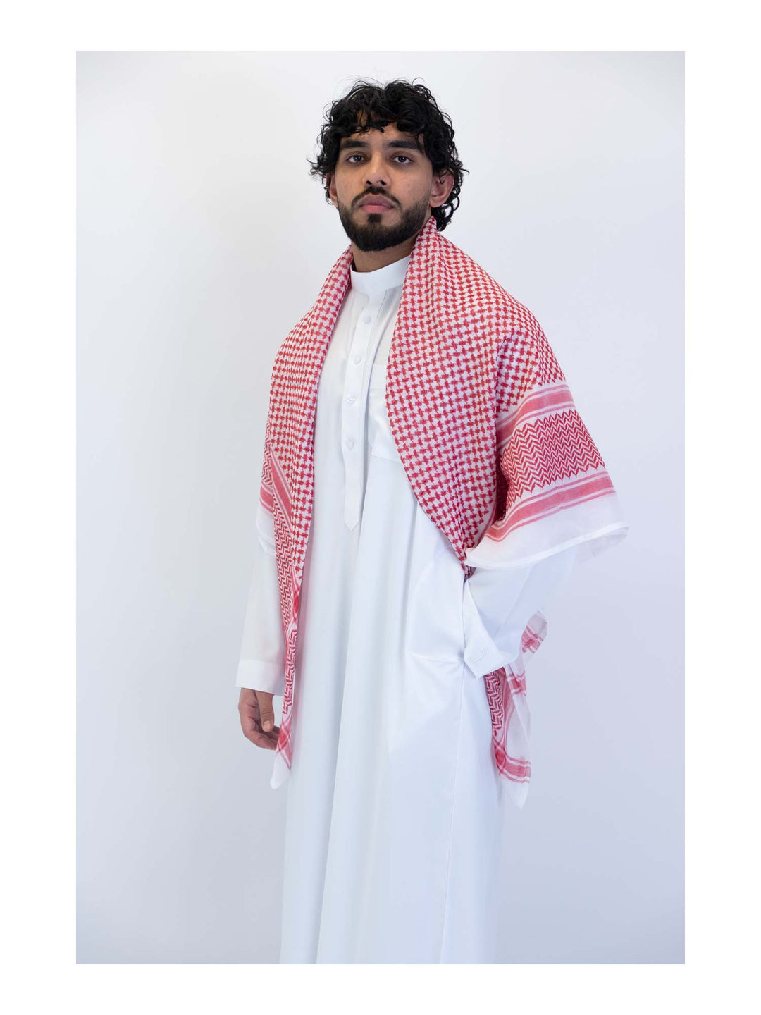 Islamic Impressions - Men's Arab Style Scarf - Red & White