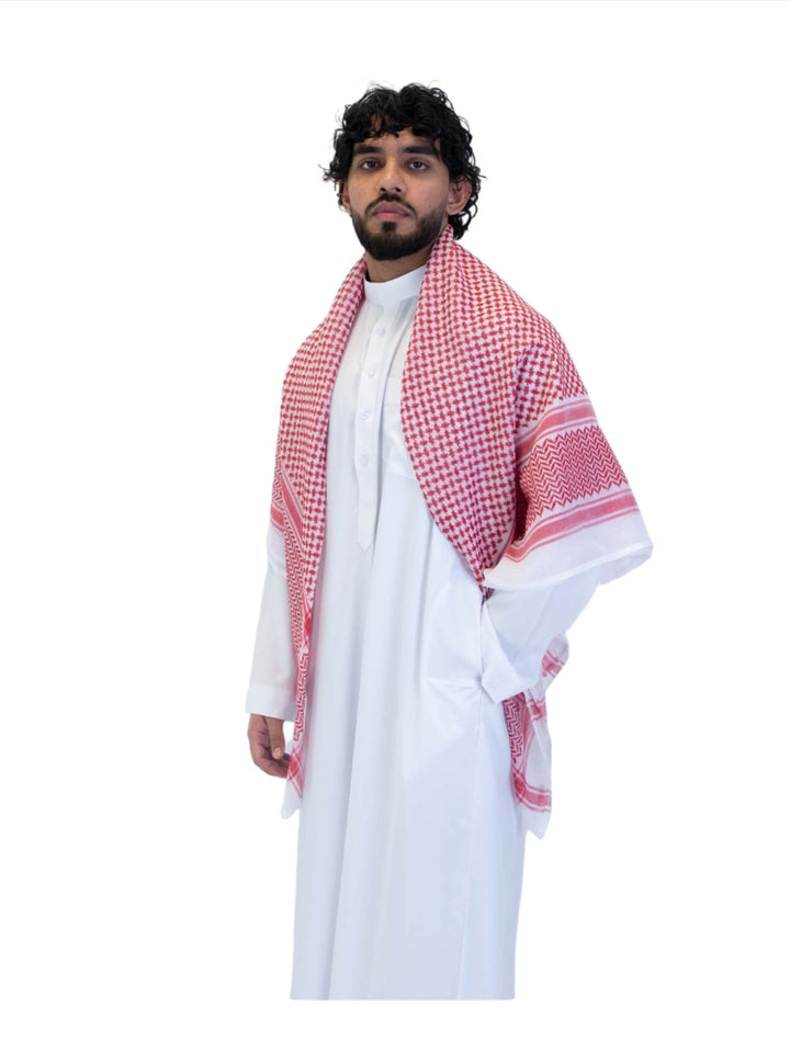 Islamic Impressions - Men's Arab Style Scarf - Red & White