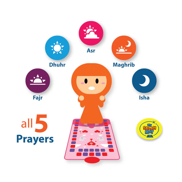 My Salah Mat - Interactive Kids Prayer Mat (Pink)