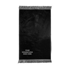 Black customised velvet prayer mat placement mock-up, full view
