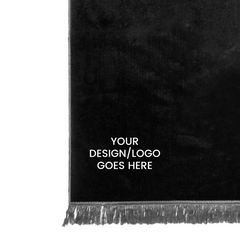 Black customised velvet prayer mat embroidery-area mock-up