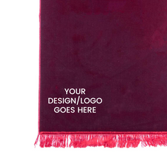 Red customised velvet prayer mat embroidery-area mock-up