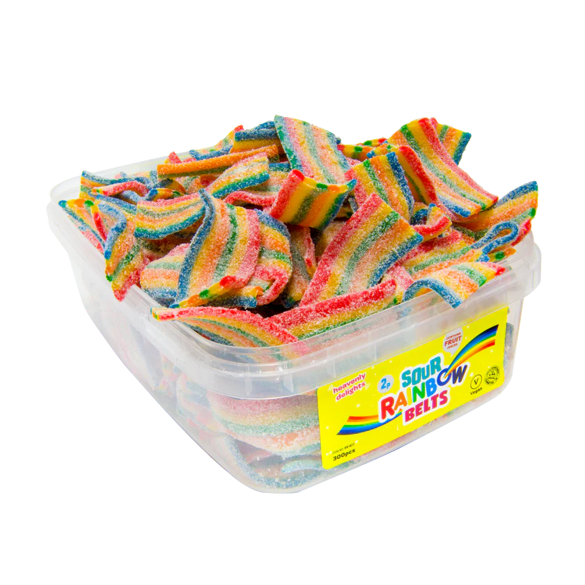 Sour Rainbow Belts - Heavenly Delights - 760g Tub