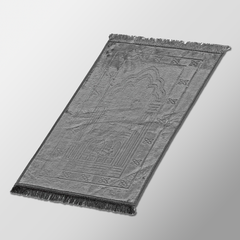 Grey large velvet prayer mat, angled view