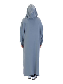 Grey Urban hooded abaya on a model - rear view