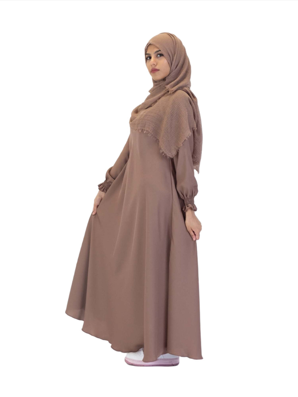 Dusty Pink Side Zip Abaya, 2
